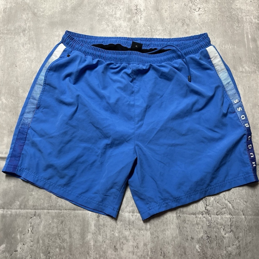 Hugo Boss Shorts Mens XL Blue Octopus Swim Trunks Drawstring 5" Inseam